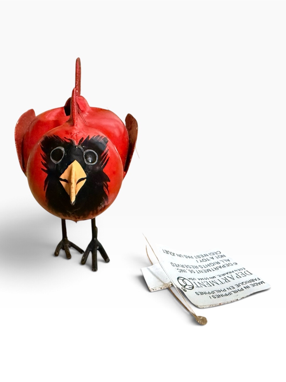 VTG Department 56 Metal Cardinal Bell Figurine Folk Art Bird
